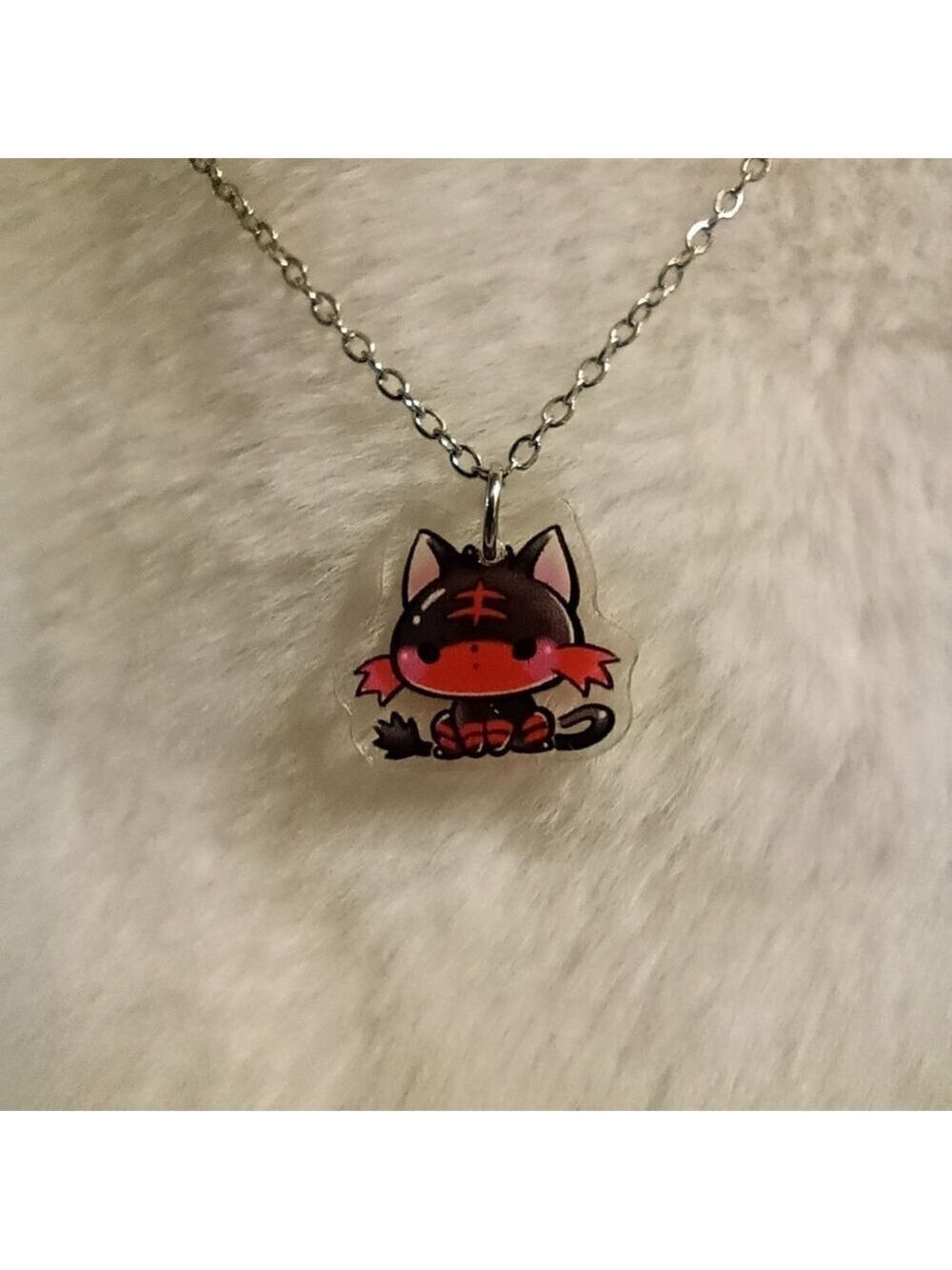 2/$10 Cute Black and Red Pokemon Litten Pendant Necklace - Picture 2 of 3